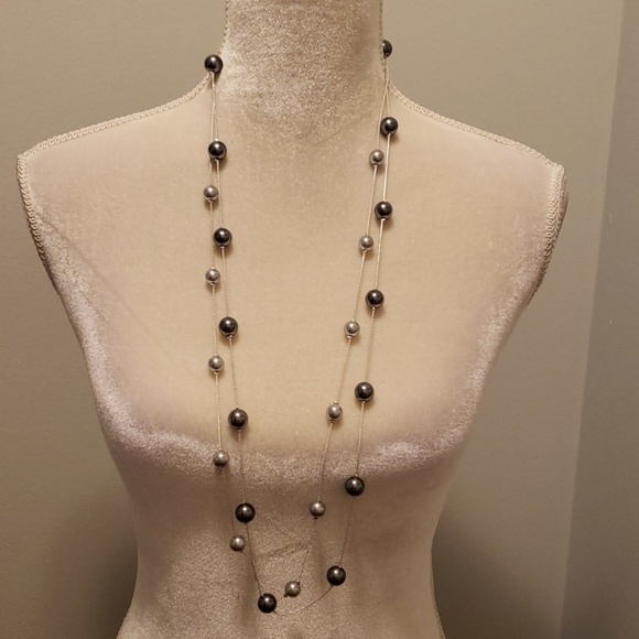 rmn Jewelry - ☃Double Strand Silver Beaded Necklace and Earrings